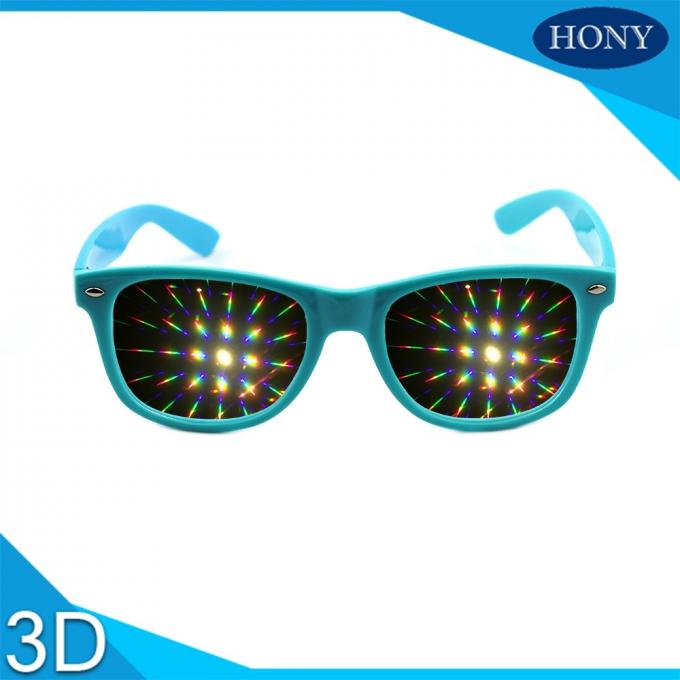 Gaya Wayfarer 3D Prism Rave Hard Plastic Difraksi Kacamata, Kembang Api Kacamata, 13500 Cahaya Grating Pelangi Kacamata