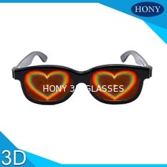 Frame ABS Hati 3D Difraksi Kacamata Bingkai Hitam untuk pesta pernikahan
