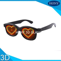 Frame ABS Hati 3D Difraksi Kacamata Bingkai Hitam untuk pesta pernikahan