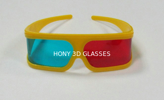 Polarized Plastic Red Cyan 3D Cinema Glasses Dengan Bingkai Kuning OEM ODM